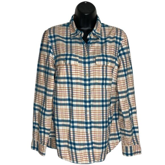 LL Bean Signature Flannel Shirt Womens M Plaid Cabincore Outdoor Lightweight - Picture 1 of 12